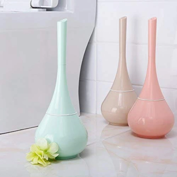 2 in 1 Plastic Cleaning Brush Toilet Brush with Holder Look Like Flower Pot (Medium, Multicolour) 